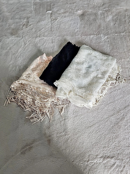 Pier 1 Accessories - Pier 1 Imports Three Lace Scarves in White, Black & Pink Like New